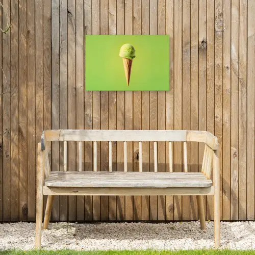 Hoorntje - Schepijs - Groen Tuinposter op houten frame 2 cm dik klein -sfeer4