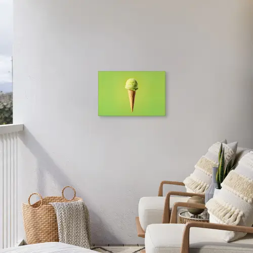 Hoorntje - Schepijs - Groen Tuinposter op houten frame 2 cm dik klein -sfeer1