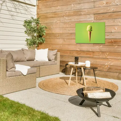 Hoorntje - Schepijs - Groen Tuinposter op houten frame 2 cm dik klein -sfeer2