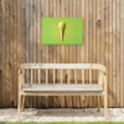 Hoorntje - Schepijs - Groen Tuinposter op houten frame 2 cm dik klein -sfeer4