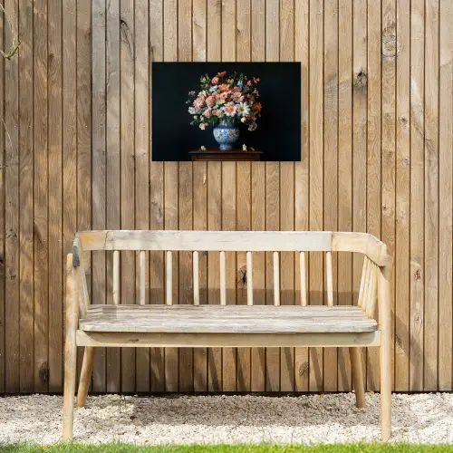 Hout - Vaas - Kleuren - Bloemen Tuinposter op houten frame 2 cm dik klein -sfeer4