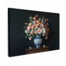 Hout - Vaas - Kleuren - Bloemen Tuinposter op houten frame 2 cm dik klein -3d