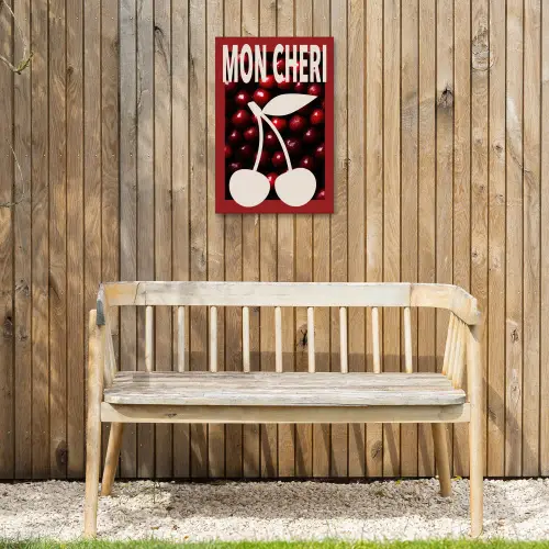 Kersen - Illustratie - Rood Tuinposter op houten frame 2 cm dik klein -sfeer4