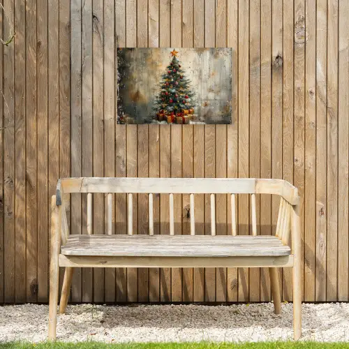 Kerstboom - Vintage - Kerst - Cadeau Tuinposter op houten frame 2 cm dik klein -sfeer4