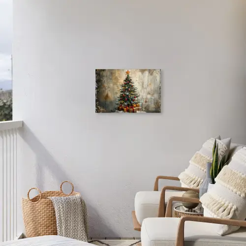 Kerstboom - Vintage - Kerst - Cadeau Tuinposter op houten frame 2 cm dik klein -sfeer1