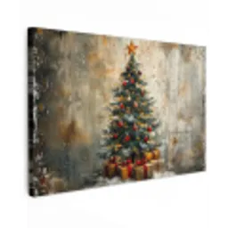 Kerstboom - Vintage - Kerst - Cadeau Tuinposter op houten frame 2 cm dik klein -3d