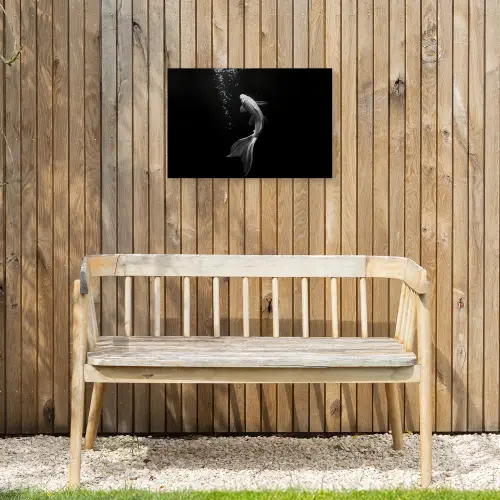 Koi - Vis - Wit - Zwart Tuinposter op houten frame 2 cm dik klein -sfeer4