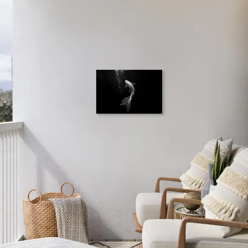 Koi - Vis - Wit - Zwart Tuinposter op houten frame 2 cm dik klein -sfeer1