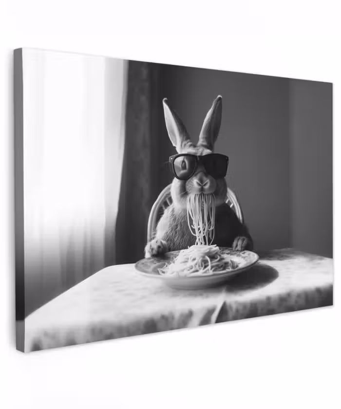 Buiten canvas - Konijn - Bunny - Zonnebril - Tafelkleed - Pasta - Schattig