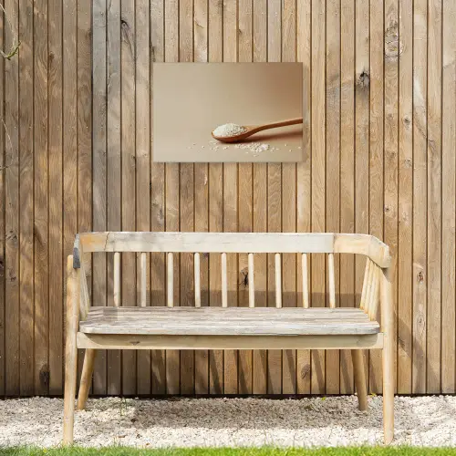 Lepel - Rijst - Hout - Beige Tuinposter op houten frame 2 cm dik klein -sfeer4