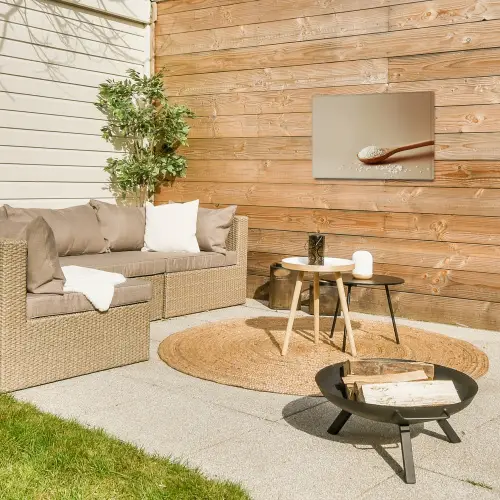 Lepel - Rijst - Hout - Beige Tuinposter op houten frame 2 cm dik klein -sfeer2