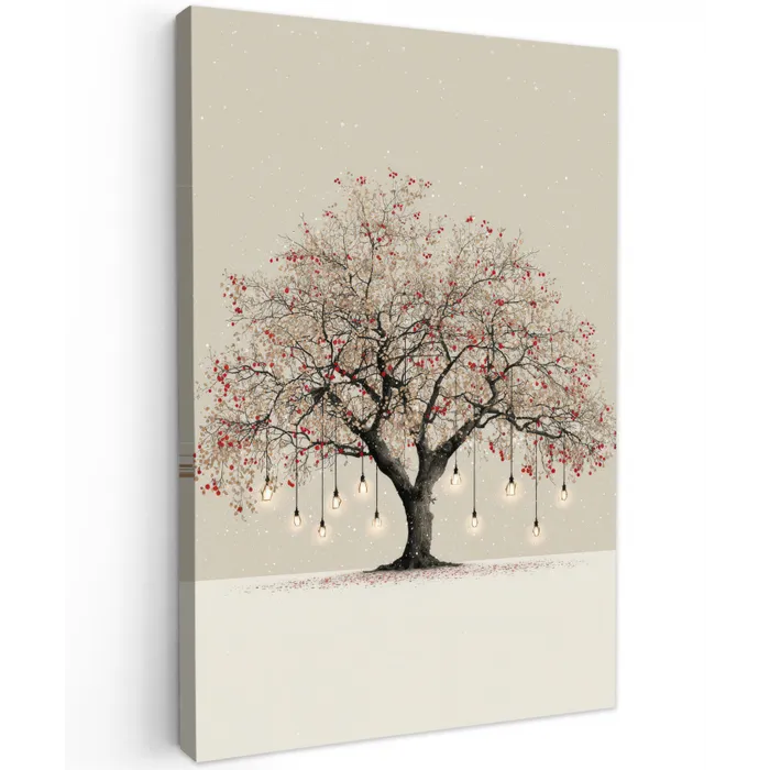 Lichtboom - Winter - Kerst - Meerkleurig Tuinposter op houten frame 2 cm dik klein -3d