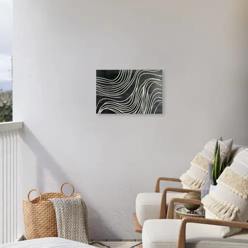 Lijnen - Patroon - Abstract - Wit Tuinposter op houten frame 2 cm dik klein -sfeer1