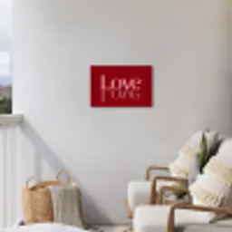 Love - Spiegeling - Rood Tuinposter op houten frame 2 cm dik klein -sfeer1
