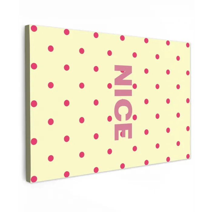 Nice - Stippen - Roze - Geel Tuinposter op houten frame 2 cm dik klein -3d