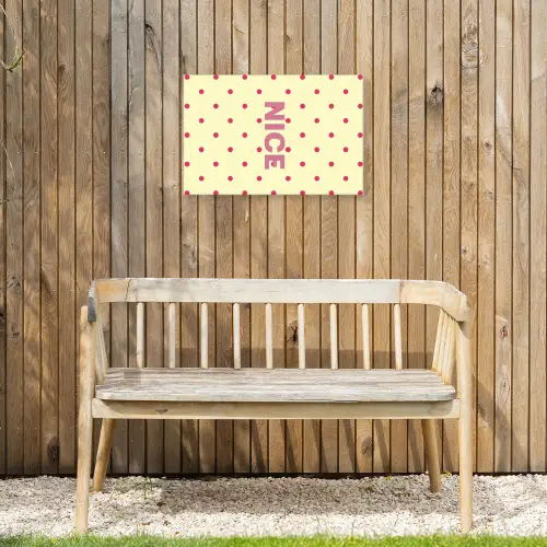 Nice - Stippen - Roze - Geel Tuinposter op houten frame 2 cm dik klein -sfeer4