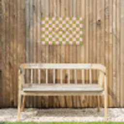Patroon - Geblokt - Olijfgroen - Amore Tuinposter op houten frame 2 cm dik klein -sfeer4