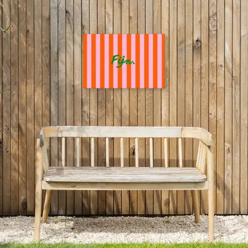 Patroon - Oranje - Fijn - Strepen Tuinposter op houten frame 2 cm dik klein -sfeer4