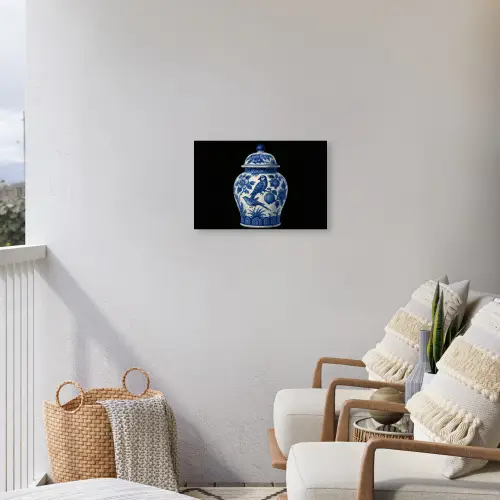 Pot - Delfts Blauw - Bloemen Tuinposter op houten frame 2 cm dik klein -sfeer1
