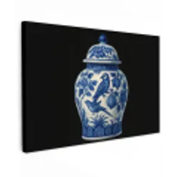 Pot - Delfts Blauw - Bloemen Tuinposter op houten frame 2 cm dik klein -3d