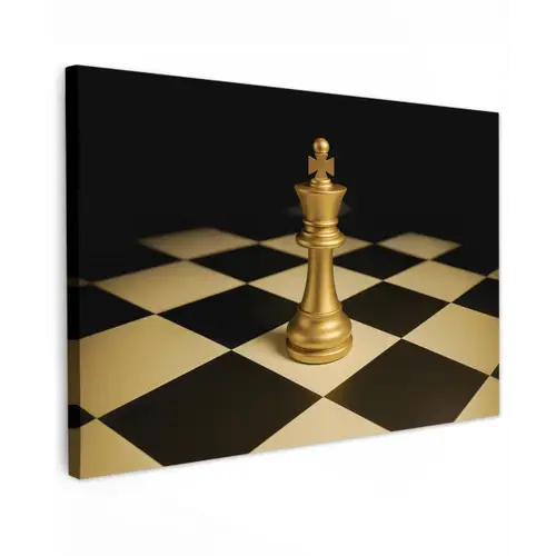 Schaakstuk - Koning - Schaakbord - Geblokt Tuinposter op houten frame 2 cm dik klein -3d