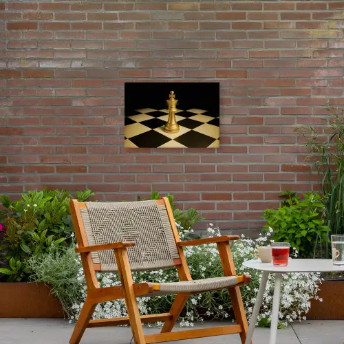 Schaakstuk - Koning - Schaakbord - Geblokt Tuinposter op houten frame 2 cm dik klein -sfeer3