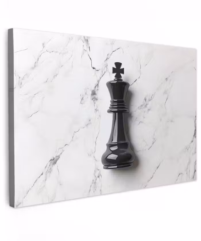 Buiten canvas - Schaakstuk - Koning - Zwart - Marmer