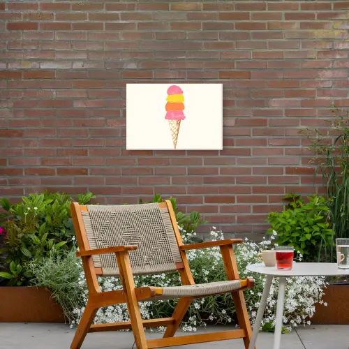 Schepijs - Hoorntje - Illustratie - Minimalistisch Tuinposter op houten frame 2 cm dik klein -sfeer3