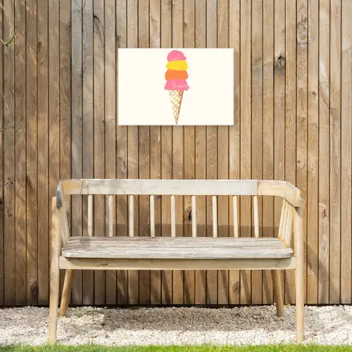 Schepijs - Hoorntje - Illustratie - Minimalistisch Tuinposter op houten frame 2 cm dik klein -sfeer4