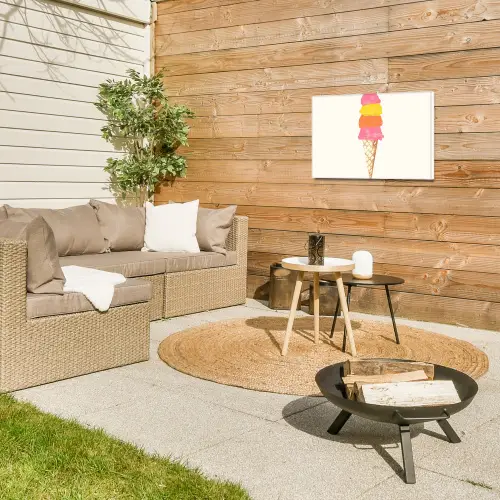 Schepijs - Hoorntje - Illustratie - Minimalistisch Tuinposter op houten frame 2 cm dik klein -sfeer2