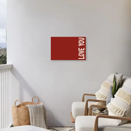 Schuin - Loveyou - Rood Tuinposter op houten frame 2 cm dik klein -sfeer1
