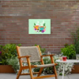 Thee - Illustratie - Kopjes - Bloemen Tuinposter op houten frame 2 cm dik klein -sfeer3