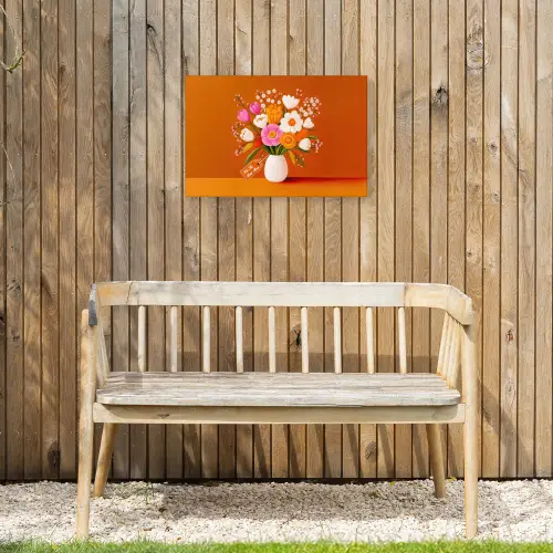 Vaas - Bloemen - Oranje Tuinposter op houten frame 2 cm dik klein -sfeer4