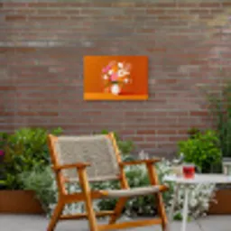 Vaas - Bloemen - Oranje Tuinposter op houten frame 2 cm dik klein -sfeer3