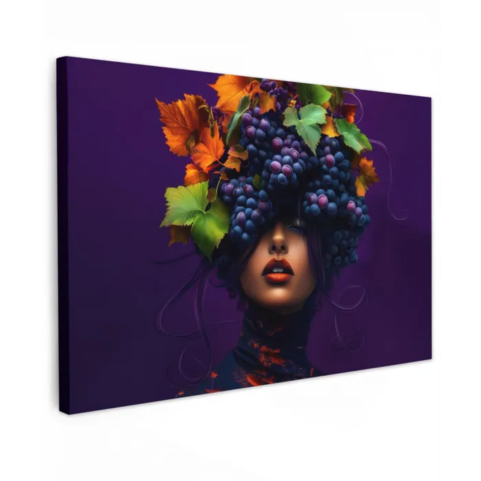 Vrouw - Paars - Druiven Tuinposter op houten frame 2 cm dik klein -3d