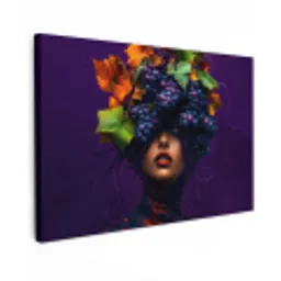 Vrouw - Paars - Druiven Tuinposter op houten frame 2 cm dik klein -3d
