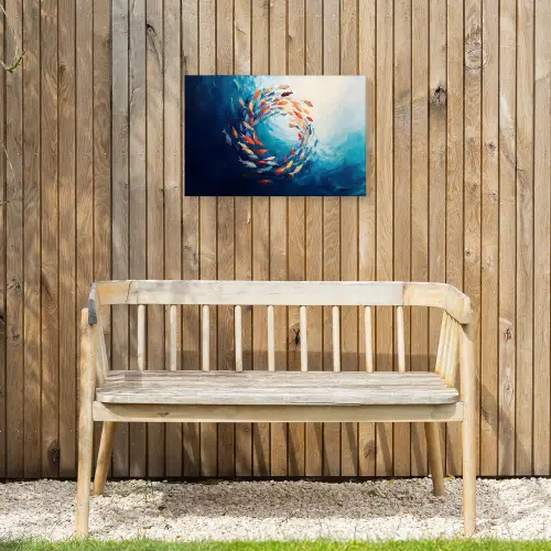 Zee - Vissen - Kleurrijk - Dynamisch Tuinposter op houten frame 2 cm dik klein -sfeer4