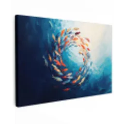 Zee - Vissen - Kleurrijk - Dynamisch Tuinposter op houten frame 2 cm dik klein -3d