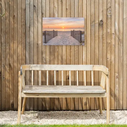 Zonsondergang - Strand - Zand Tuinposter op houten frame 2 cm dik klein -sfeer4