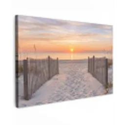 Zonsondergang - Strand - Zand Tuinposter op houten frame 2 cm dik klein -3d