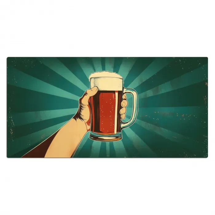 Bierglas - Schuim - Retro - Groen Muismat XXL klein -3d_leeg