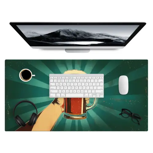Bierglas - Schuim - Retro - Groen Muismat XXL klein -3d