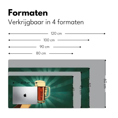 Bierglas - Schuim - Retro - Groen Muismat XXL klein -sfeer5