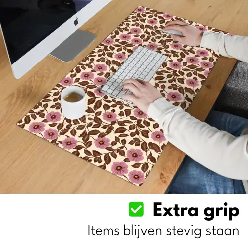 Bloemen - Bladeren - Kleurrijk Muismat XXL klein 681 -sfeer3