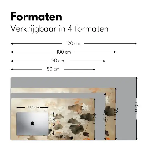 Bloemen - Japandi - Wabi sabi Muismat XXL klein -sfeer5
