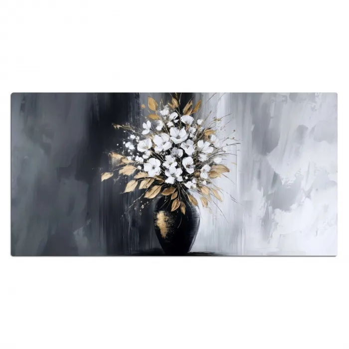 Bloemen - Wit - Vaas - Abstract Muismat XXL klein -3d_leeg