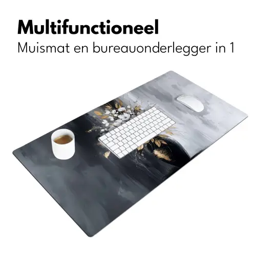 Bloemen - Wit - Vaas - Abstract Muismat XXL klein -sfeer4