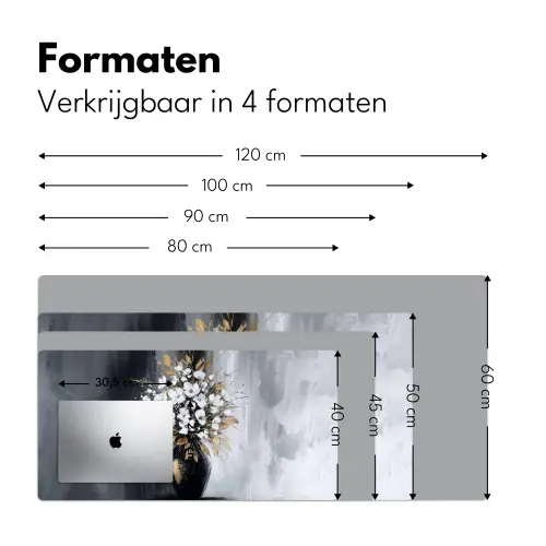 Bloemen - Wit - Vaas - Abstract Muismat XXL klein -sfeer5
