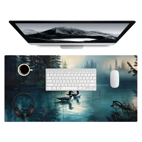 Bos - Water - Eenden - Mistig Muismat XXL klein -3d