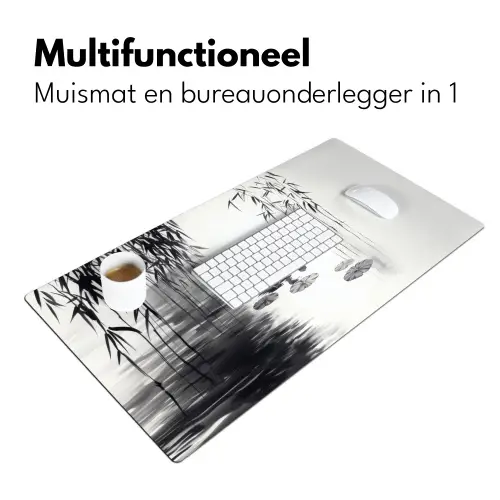 Eenden - Waterlelies - Riet - Zwart Muismat XXL klein -sfeer4